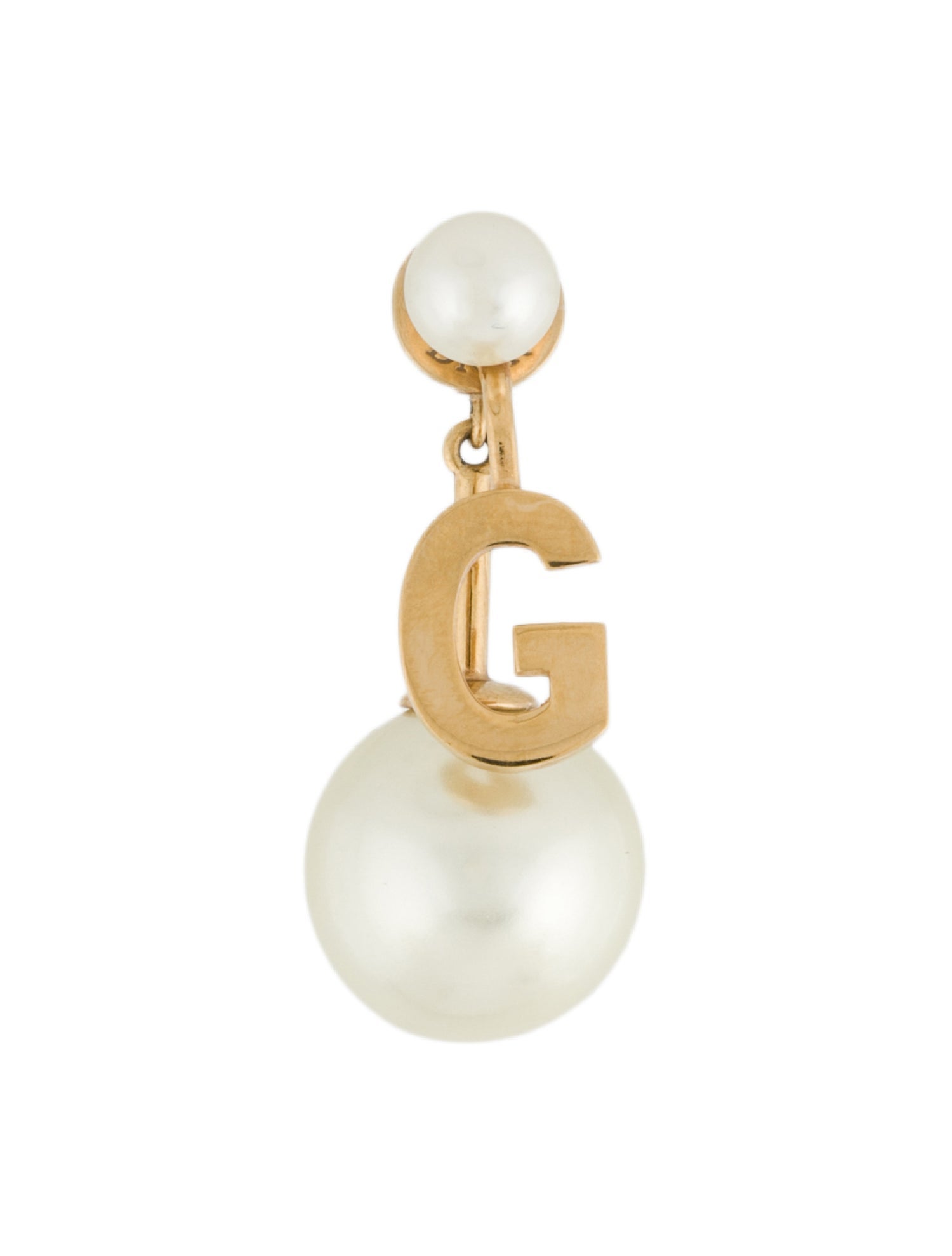 Christian Dior Faux Pearl My ABC Tribales Letter 'G' Single Drop Earring