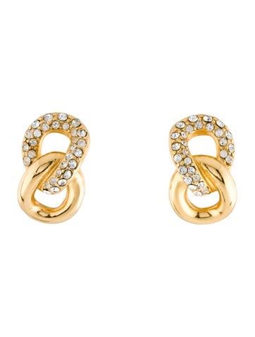 Christian Dior Earring Sets Vintage Crystal Chain Link Brooch & Earrings Set