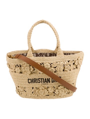 Christian Dior Handle Bags Raffia Hat Basket
