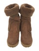 Christian Dior Suede Fur Trim Lace-Up Boots
