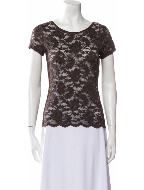 Christian Dior Lace Pattern Scoop Neck T-Shirt