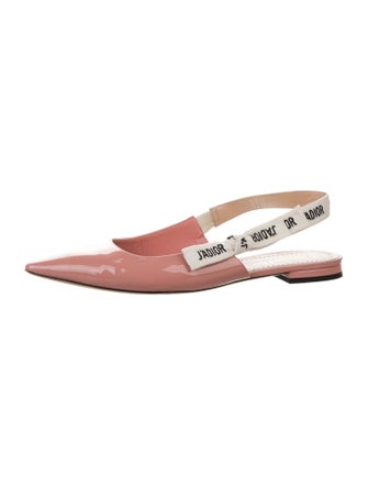 Christian Dior Patent Leather Graphic Print Slingback Flats