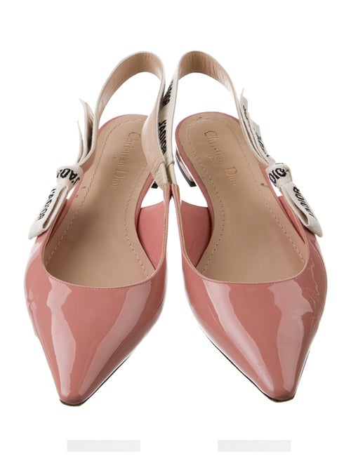 Christian Dior Patent Leather Graphic Print Slingback Flats