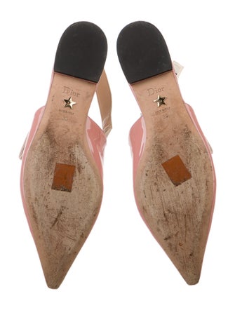 Christian Dior Patent Leather Graphic Print Slingback Flats