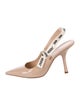 Christian Dior Patent Leather Bow Accents Slingback Pumps