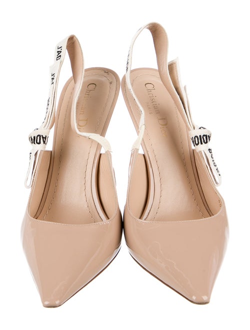Christian Dior Patent Leather Bow Accents Slingback Pumps