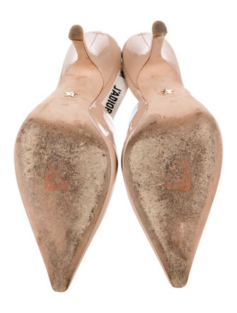 Christian Dior Patent Leather Bow Accents Slingback Pumps