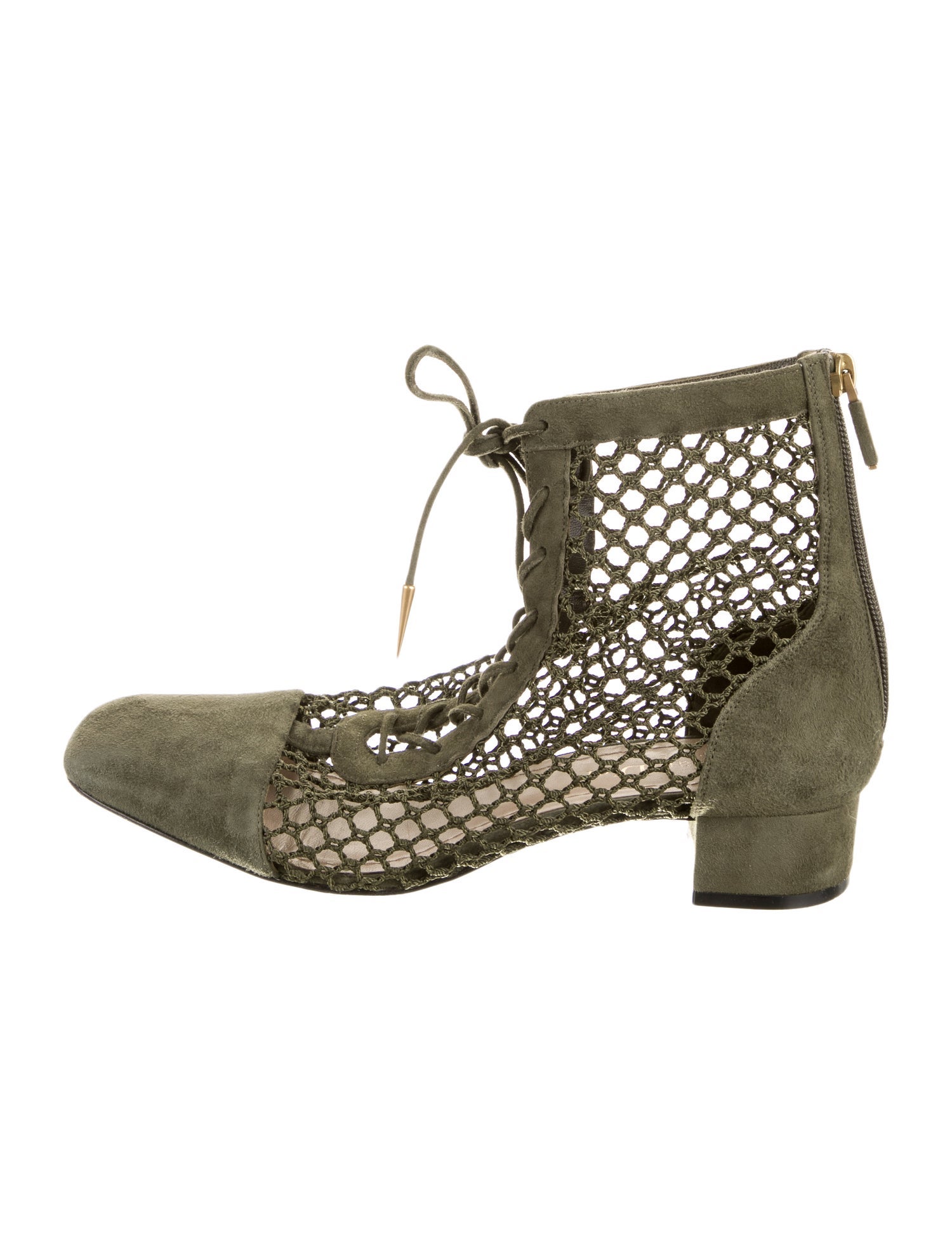 Christian Dior Suede Mesh Accents Lace-Up Boots