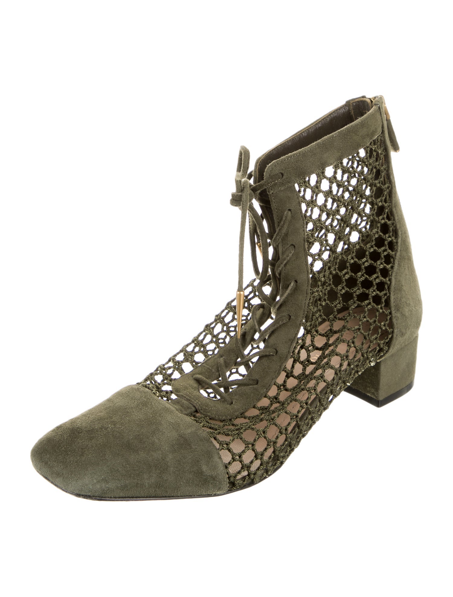 Christian Dior Suede Mesh Accents Lace-Up Boots