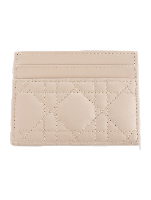 Christian Dior Faux Pearl Accents Leather Card Holder