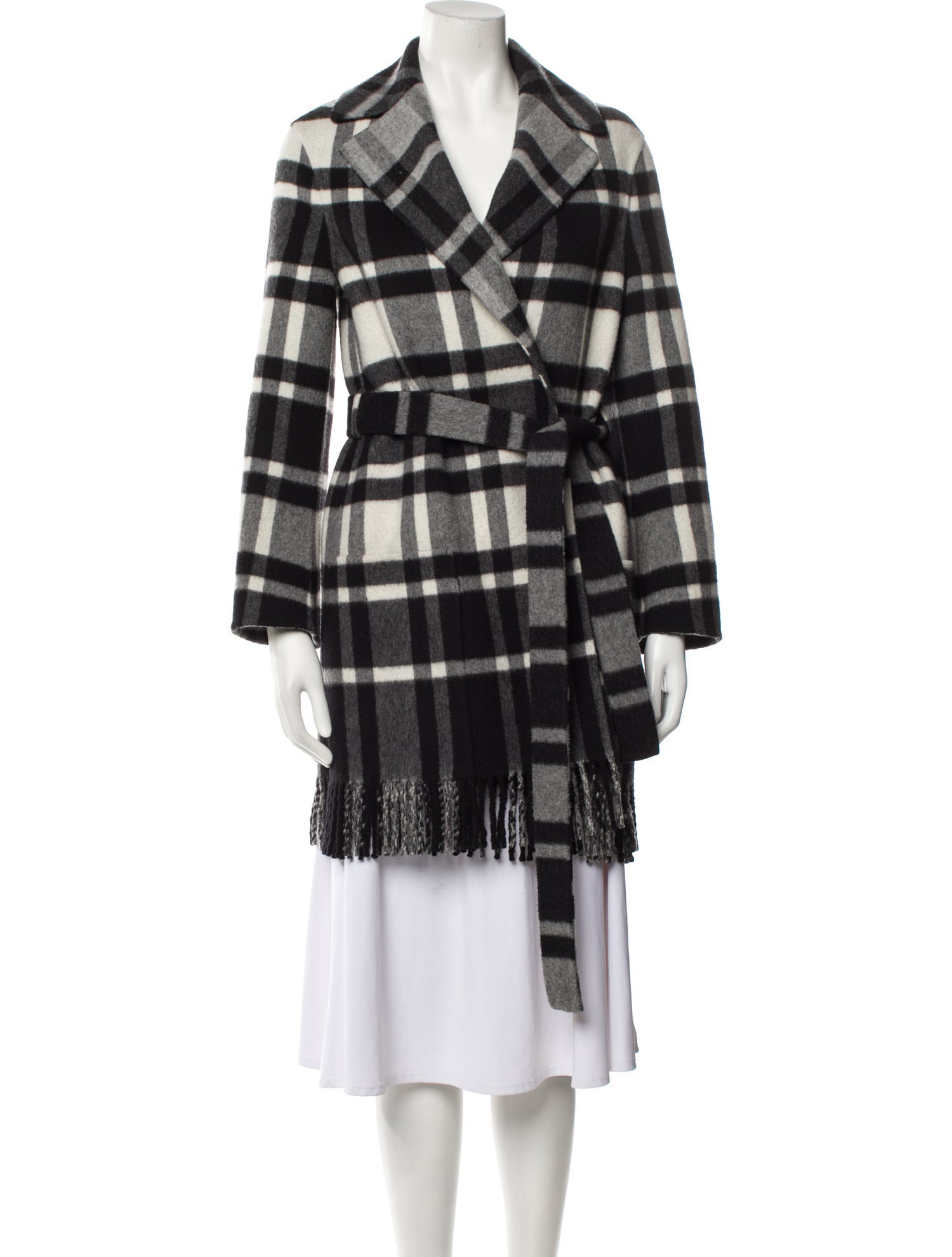 Christian Dior Virgin Wool Plaid Print Coat