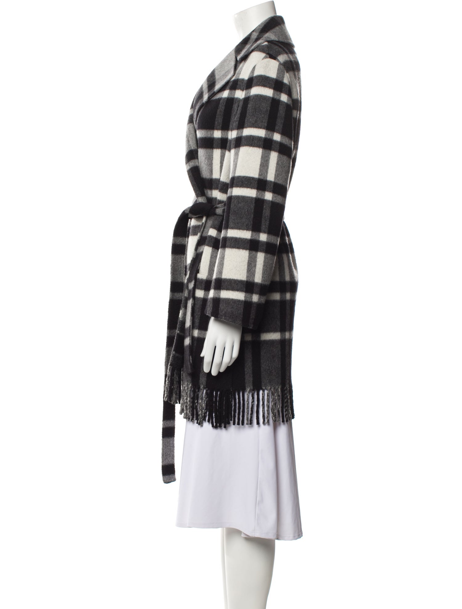 Christian Dior Virgin Wool Plaid Print Coat