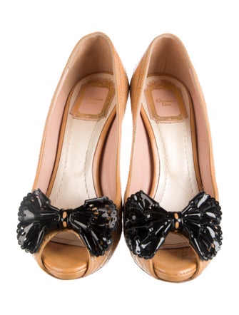 Christian Dior Cannage Pattern Patent Leather Slingback Sandals