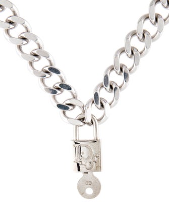 Christian Dior Oblique Lock Pendant Necklace