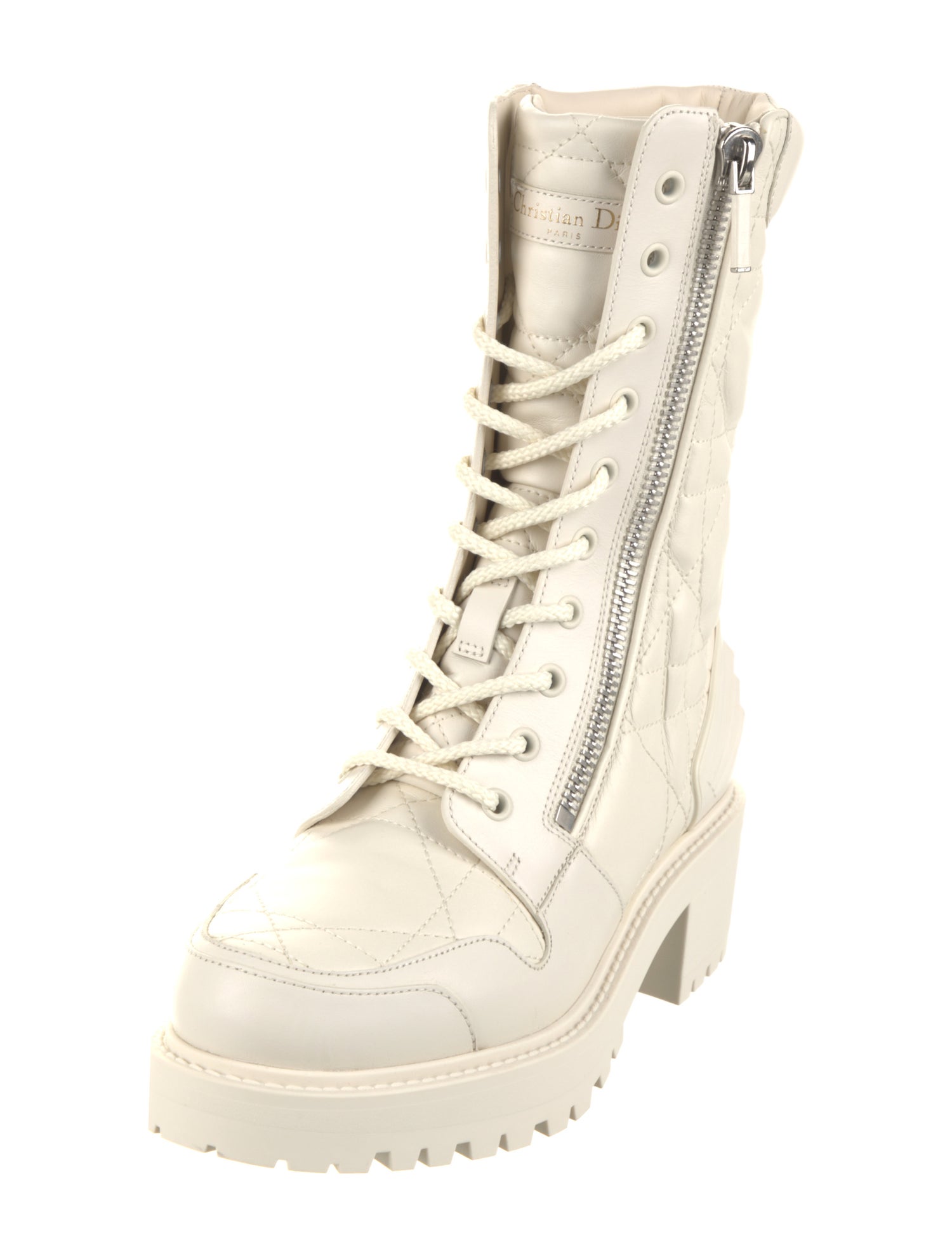 Christian Dior Cannage Pattern Leather Combat Boots
