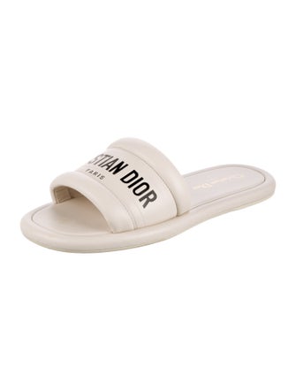 Christian Dior Leather Graphic Print Slides
