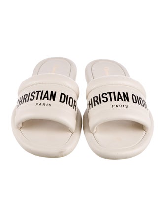 Christian Dior Leather Graphic Print Slides
