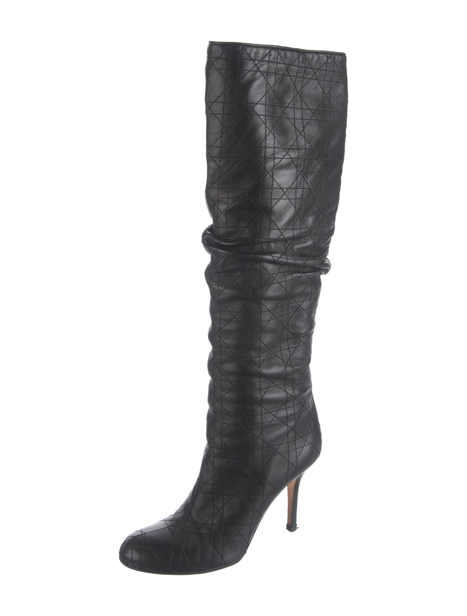 Christian Dior Cannage Pattern Leather Slouch Boots