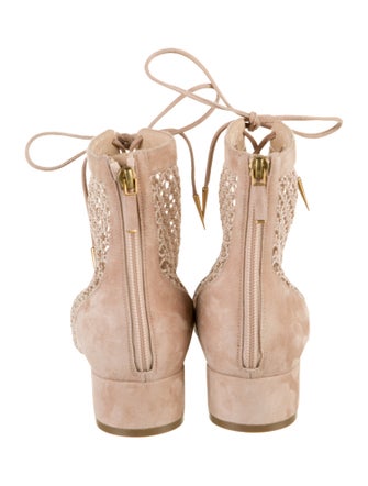 Christian Dior Mesh Mesh Accents Lace-Up Boots