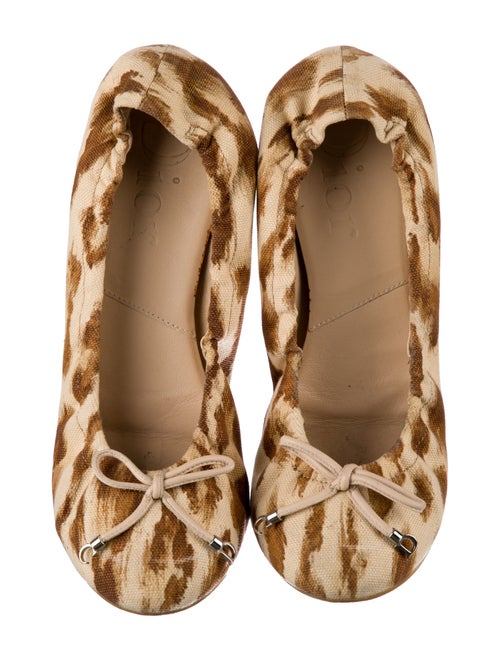 Christian Dior Canvas Animal Print Ballet Flats