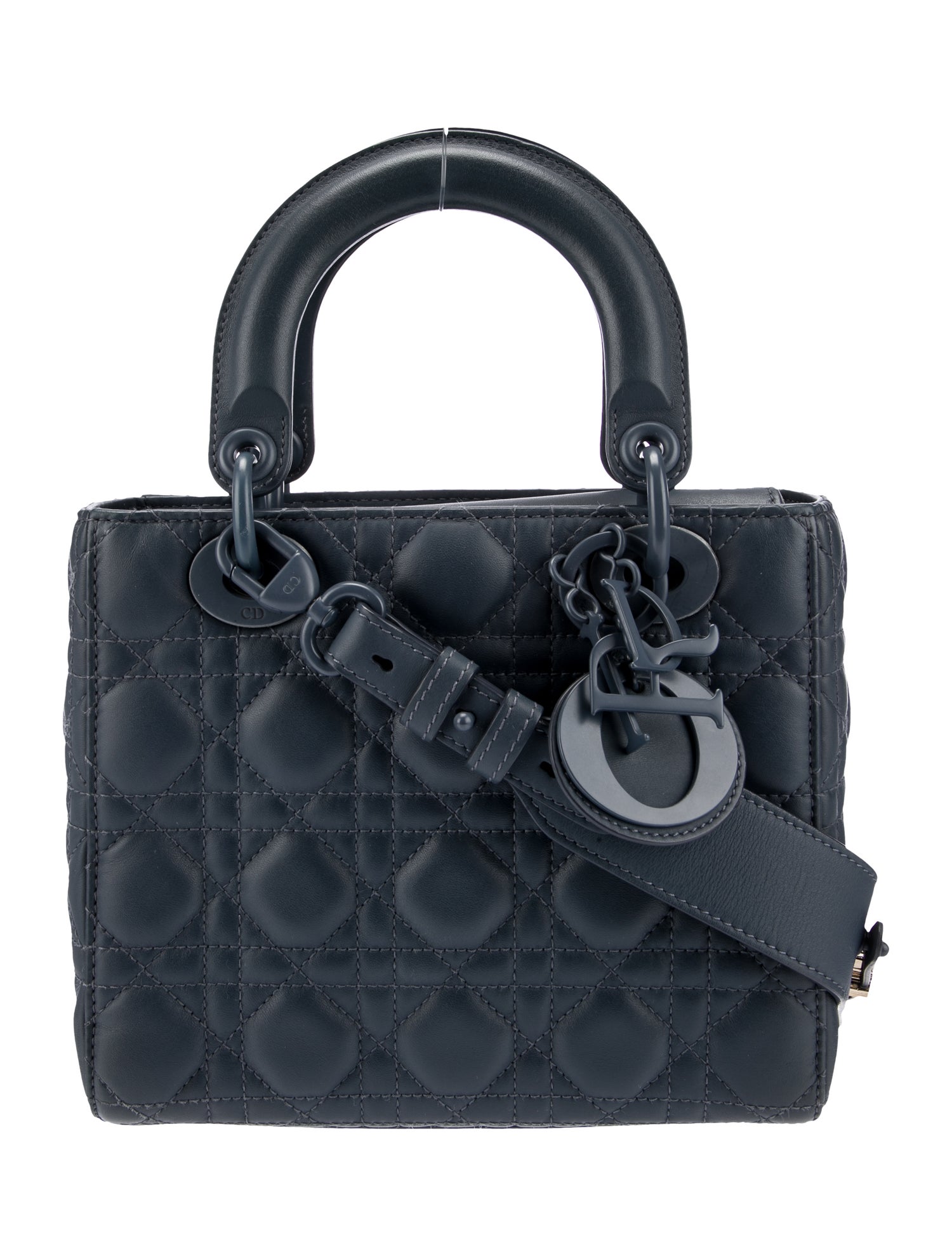 【ヴィンテージ】Rank:S☆Dior Dark Blue Small Cannage ABC CHRISTIAN DIOR Lambskin Cannage Small My ABCDior Lady Dior