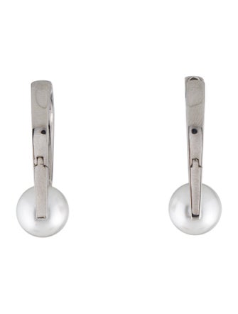 Christian Dior Faux Pearl & Crystal Medium Tribales New Look Hoop Earrings