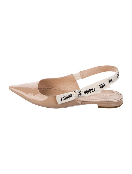 Christian Dior Patent Leather Graphic Print Slingback Flats