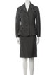 Christian Dior Virgin Wool Polka Dot Print Skirt Suit