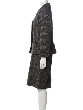 Christian Dior Virgin Wool Polka Dot Print Skirt Suit