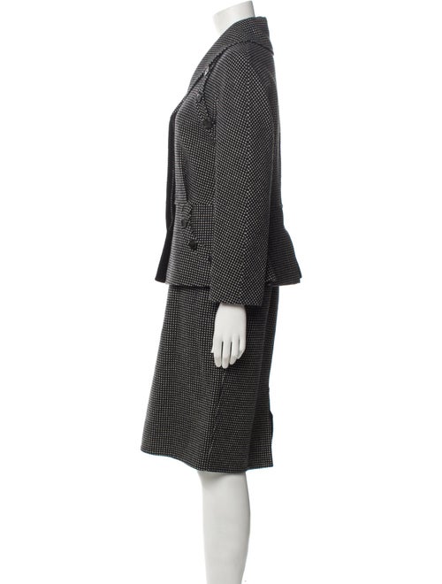 Christian Dior Virgin Wool Polka Dot Print Skirt Suit