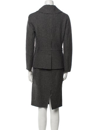 Christian Dior Virgin Wool Polka Dot Print Skirt Suit