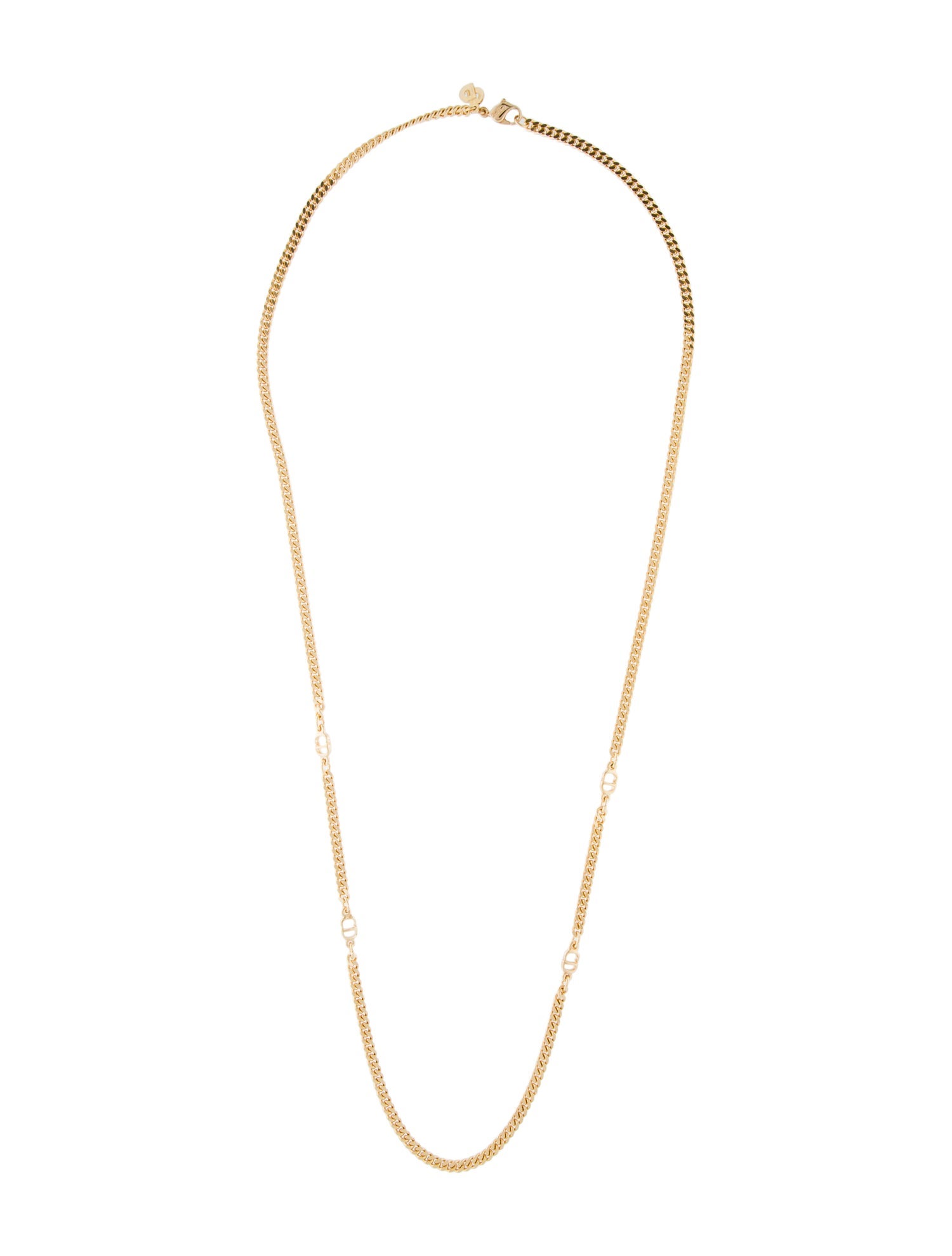 Christian Dior Vintage Long CD Chain Link Necklace