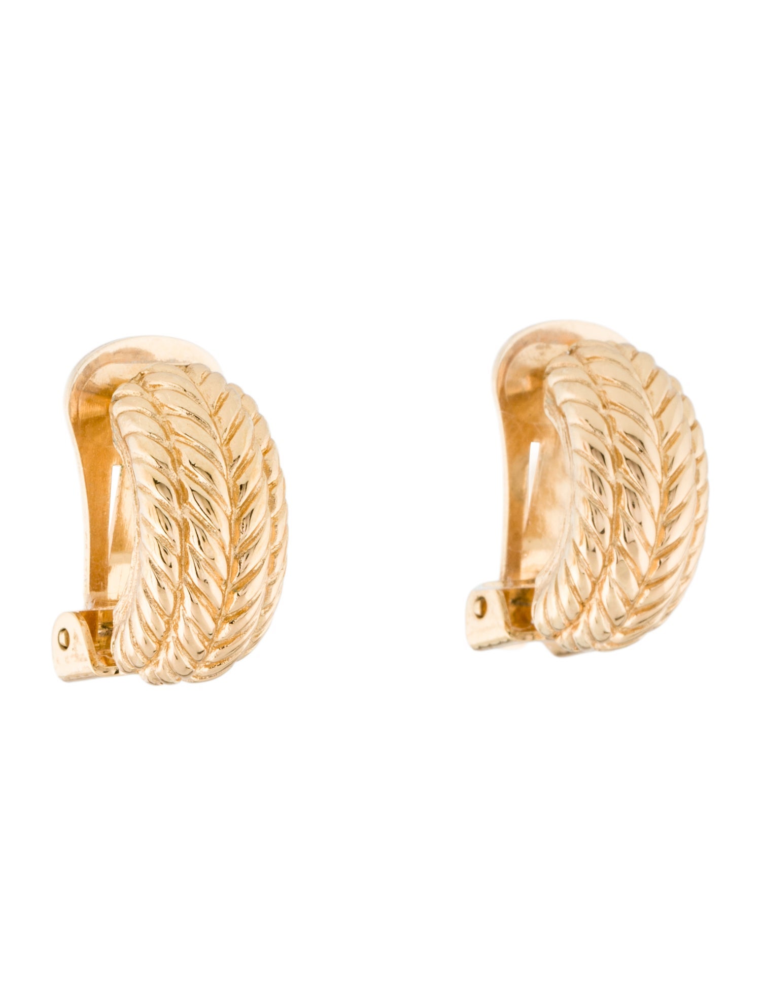 Christian Dior Vintage Textured Clip-On Hoop Earrings
