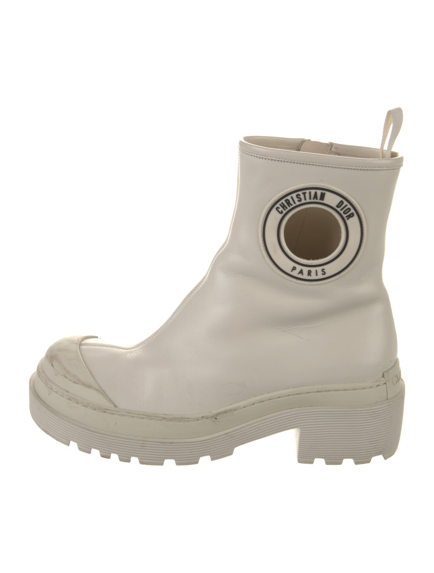 Christian Dior Leather Cutout Accent Rain Boots