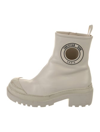 Christian Dior Leather Cutout Accent Rain Boots