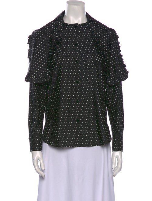 Christian Dior Silk Polka Dot Print Button-Up Top