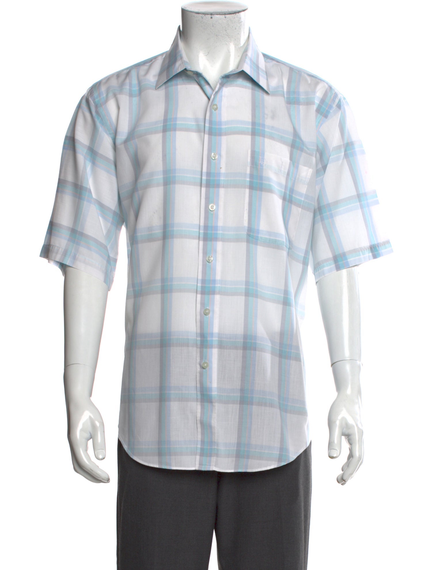Christian Dior Plaid Print Short Sleeve Shirt