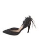 Christian Dior Suede Feather Trim Slingback Pumps