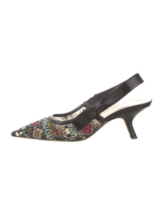 Christian Dior Mesh Floral Print Slingback Pumps