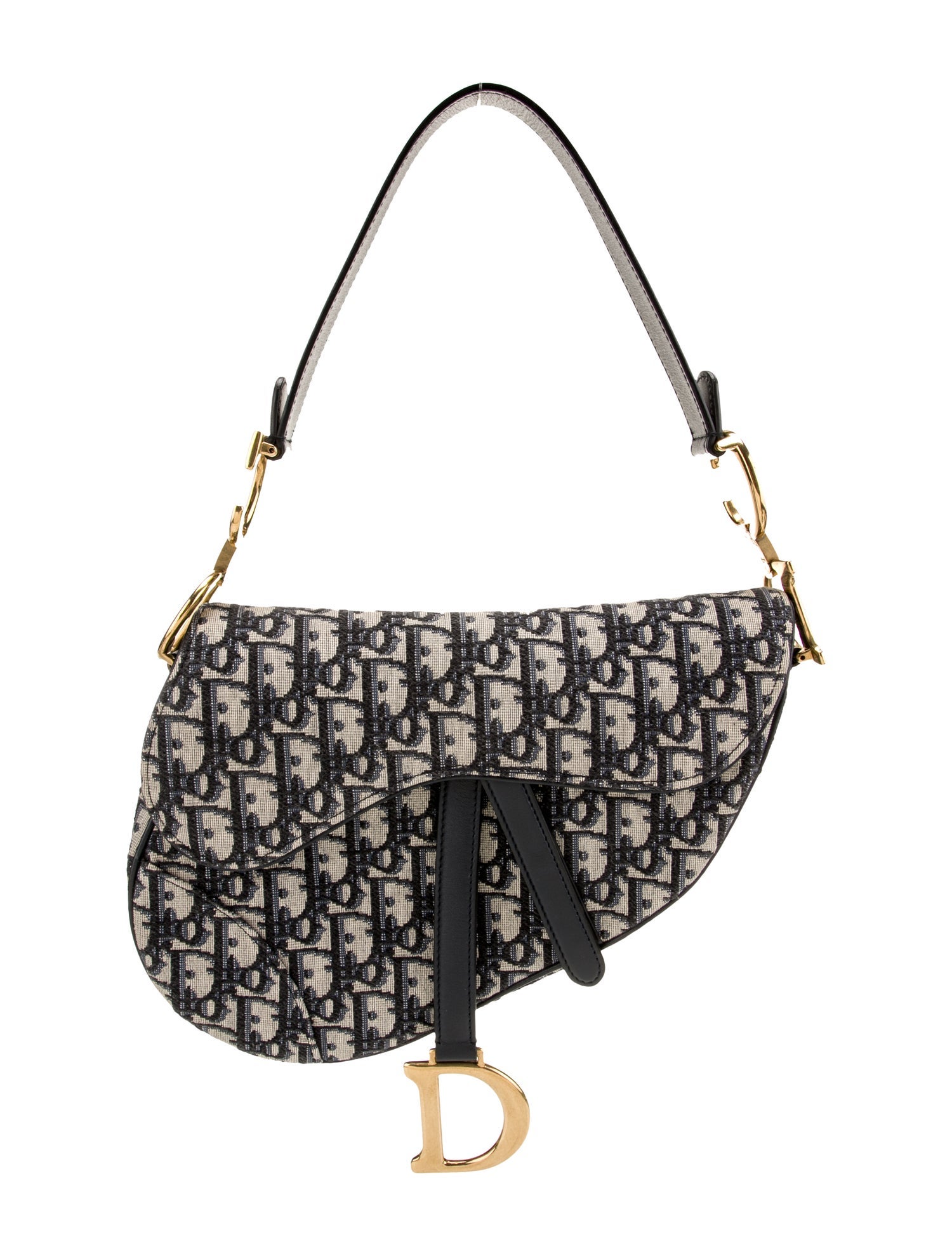 Christian Dior Oblique Jacquard Saddle - Blue Shoulder Bags