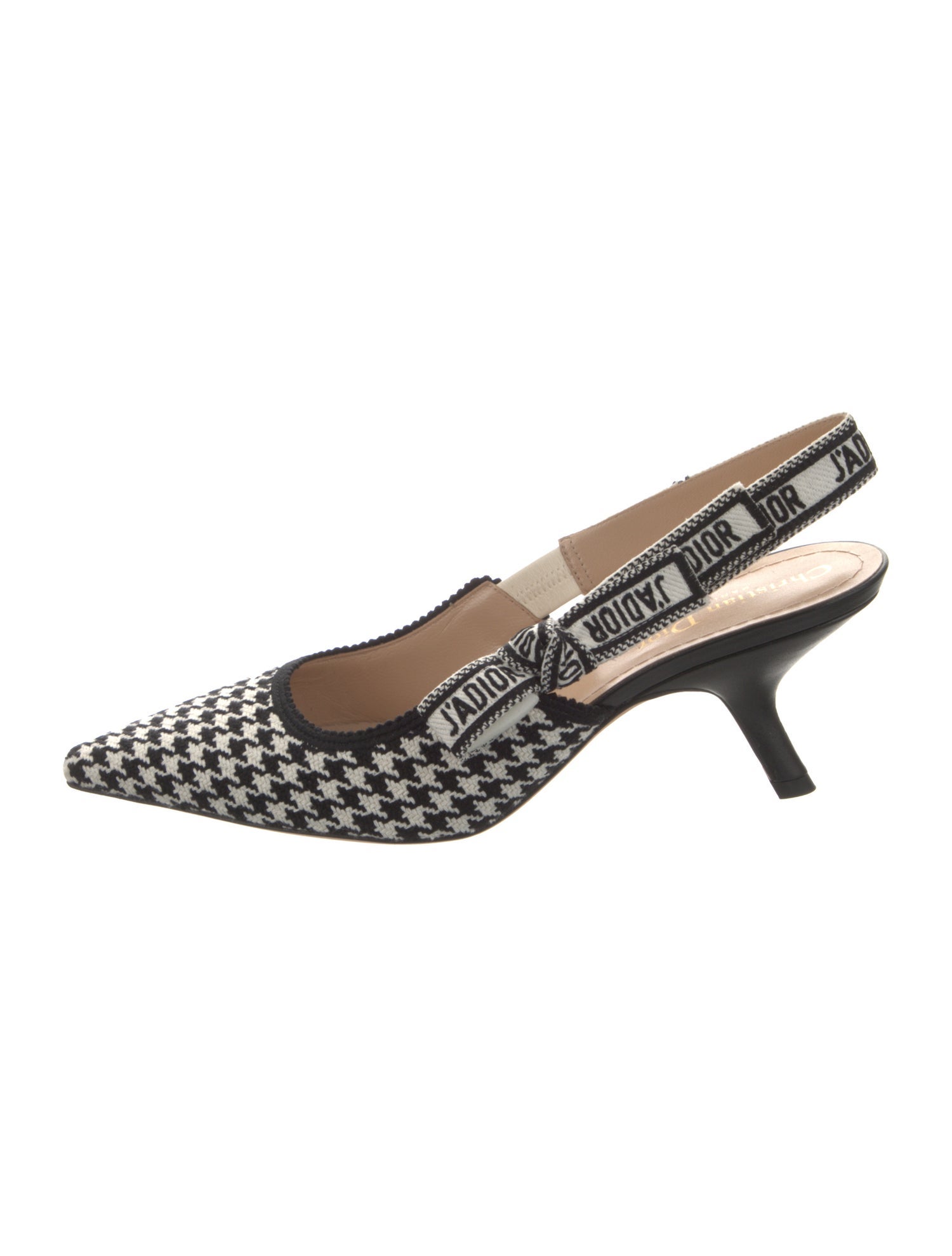 Christian Dior Canvas Houndstooth Print Slingback Pumps