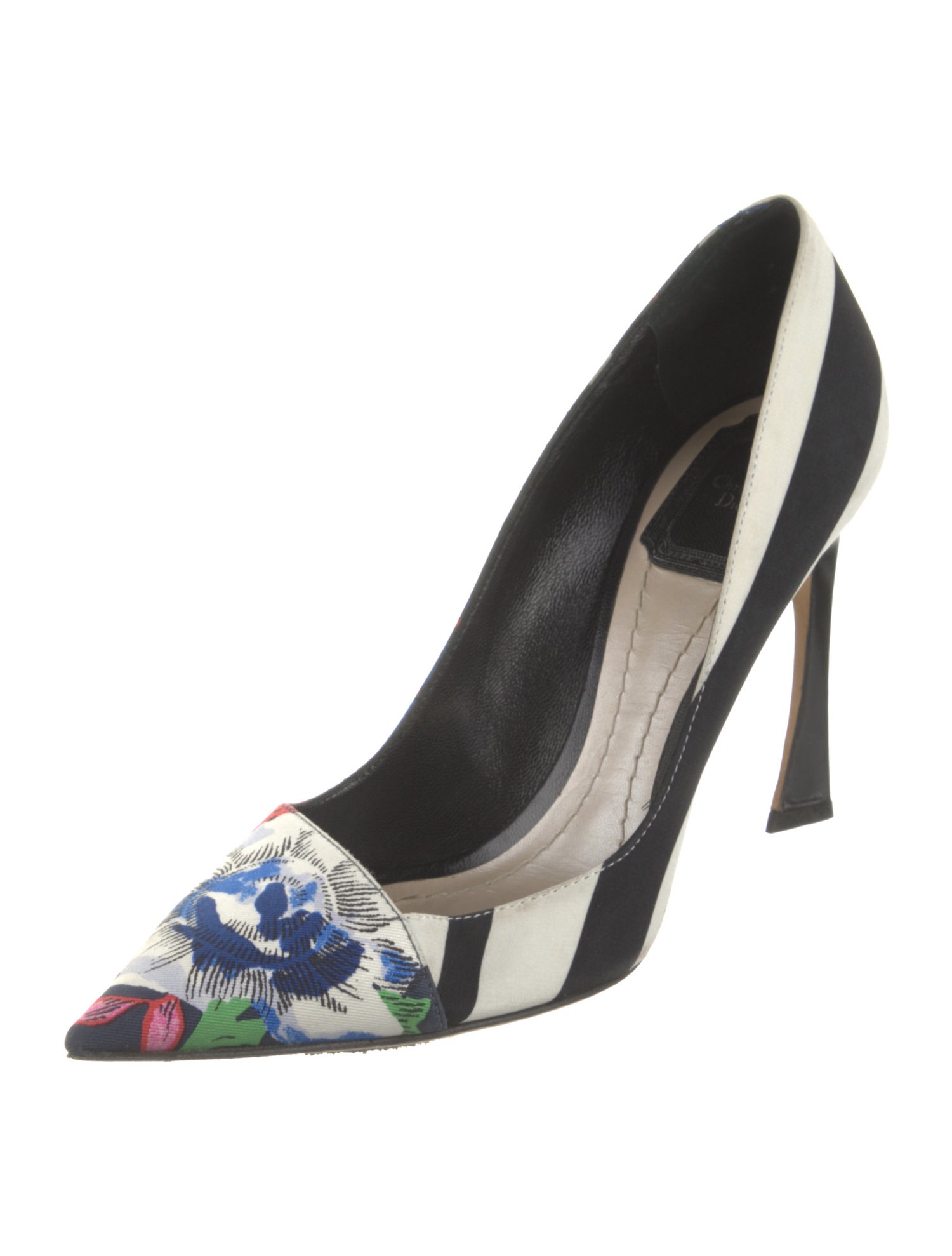 Christian Dior Satin Printed Slingback Pumps