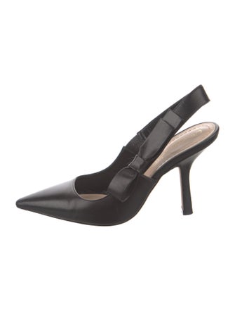Christian Dior Leather Bow Accents Slingback Pumps