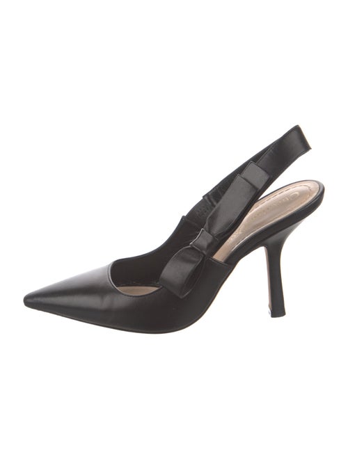 Christian Dior Leather Bow Accents Slingback Pumps