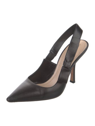 Christian Dior Leather Bow Accents Slingback Pumps