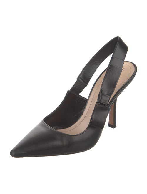 Christian Dior Leather Bow Accents Slingback Pumps