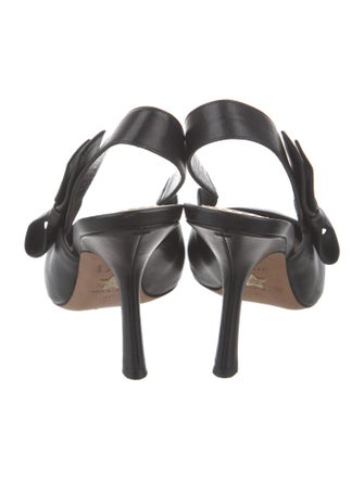 Christian Dior Leather Bow Accents Slingback Pumps