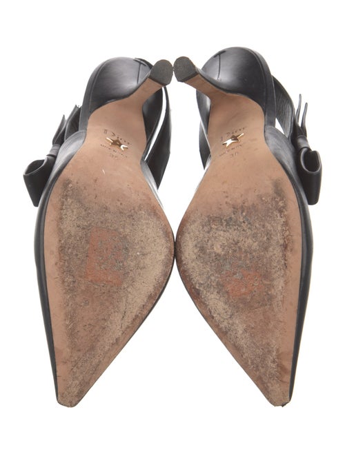 Christian Dior Leather Bow Accents Slingback Pumps
