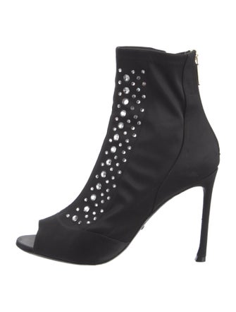 Christian Dior Satin Crystal Embellishments Sock Boots