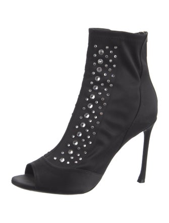 Christian Dior Satin Crystal Embellishments Sock Boots